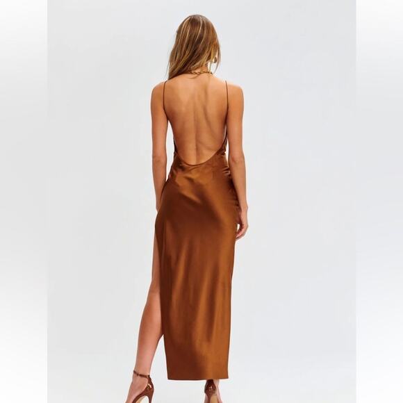 SER.O.YA Bronze Callie Silk Slip Dress, NWT XS - Picture 4 of 13